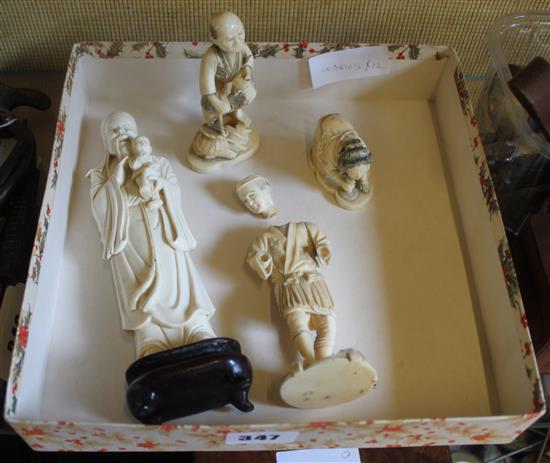 4 carved ivory figures